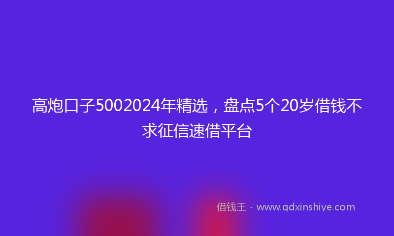高炮口子5002024年精选，盘点5个20岁借钱不求征信速借平台