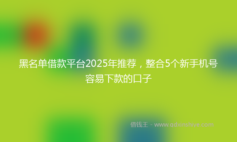 黑名单借款平台2025年推荐，整合5个新手机号容易下款的口子