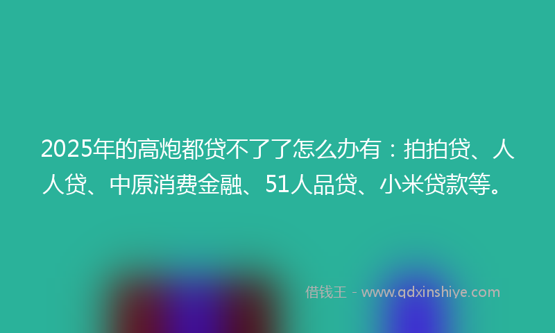 2025年的高炮都贷不了了怎么办有：拍拍贷、人人贷、中原消费金融、51人品贷、小米贷款等。