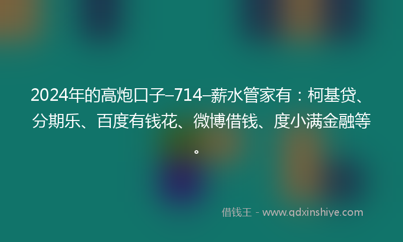 2024年的高炮口子–714–薪水管家有：柯基贷、分期乐、百度有钱花、微博借钱、度小满金融等。