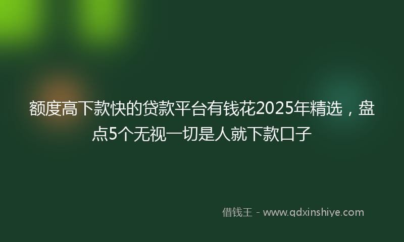 额度高下款快的贷款平台有钱花2025年精选，盘点5个无视一切是人就下款口子