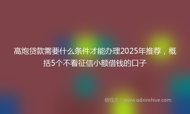 高炮贷款需要什么条件才能办理2025年推荐，概括5个不看征信小额借钱的口子