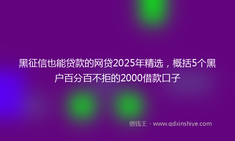 黑征信也能贷款的网贷2025年精选，概括5个黑户百分百不拒的2000借款口子