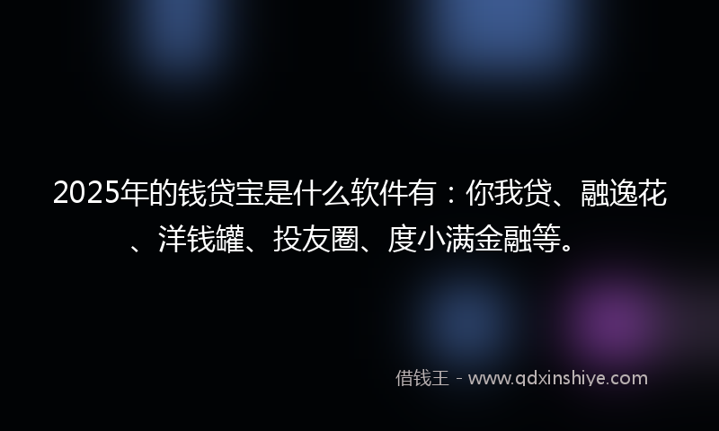 2025年的钱贷宝是什么软件有：你我贷、融逸花、洋钱罐、投友圈、度小满金融等。
