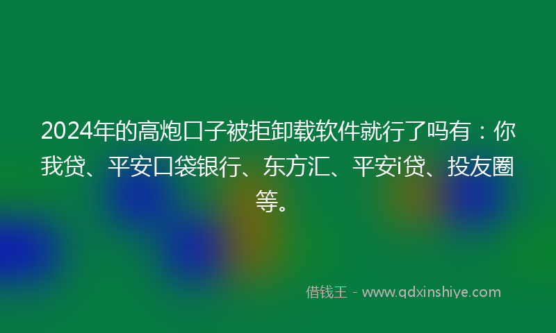 2024年的高炮口子被拒卸载软件就行了吗有：你我贷、平安口袋银行、东方汇、平安i贷、投友圈等。