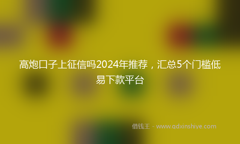高炮口子上征信吗2024年推荐，汇总5个门槛低易下款平台
