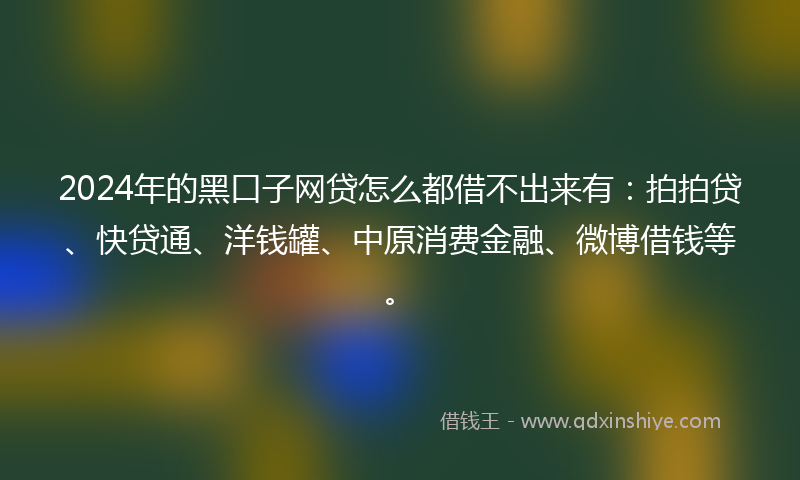2024年的黑口子网贷怎么都借不出来有：拍拍贷、快贷通、洋钱罐、中原消费金融、微博借钱等。