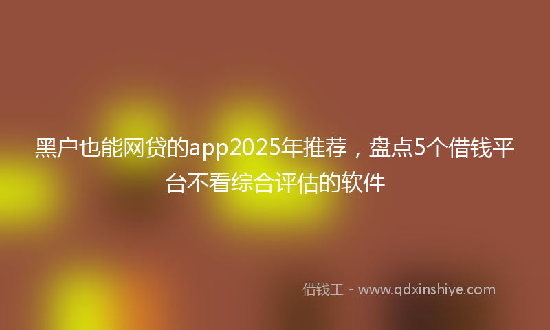黑户也能网贷的app2025年推荐，盘点5个借钱平台不看综合评估的软件