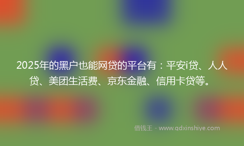 2025年的黑户也能网贷的平台有：平安i贷、人人贷、美团生活费、京东金融、信用卡贷等。