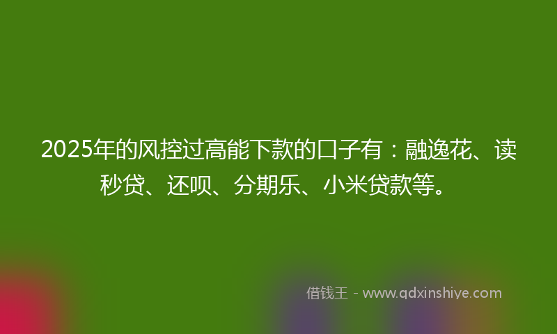 2025年的风控过高能下款的口子有：融逸花、读秒贷、还呗、分期乐、小米贷款等。