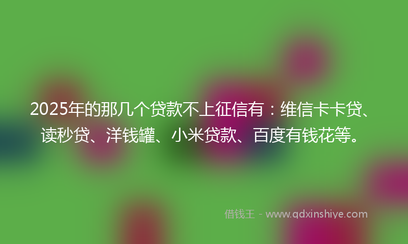 2025年的那几个贷款不上征信有：维信卡卡贷、读秒贷、洋钱罐、小米贷款、百度有钱花等。
