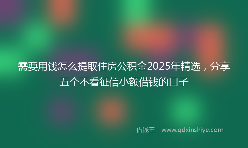 需要用钱怎么提取住房公积金2025年精选，分享五个不看征信小额借钱的口子