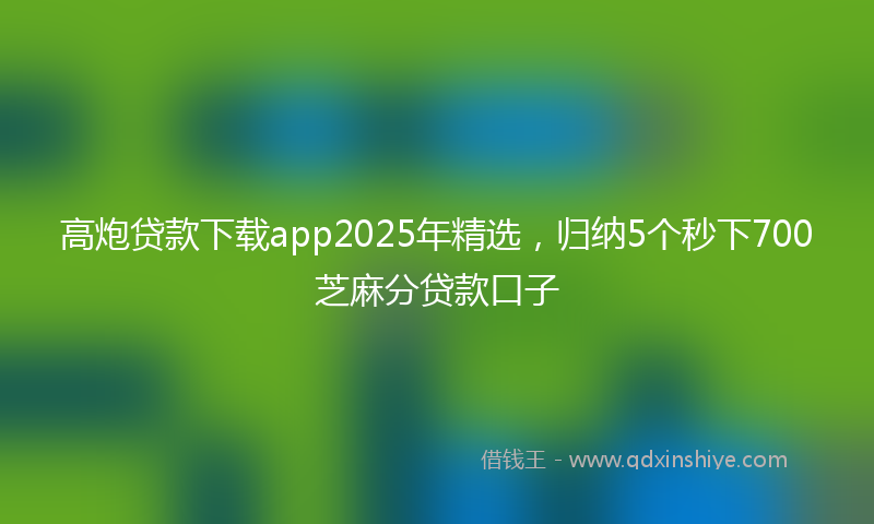 高炮贷款下载app2025年精选，归纳5个秒下700芝麻分贷款口子