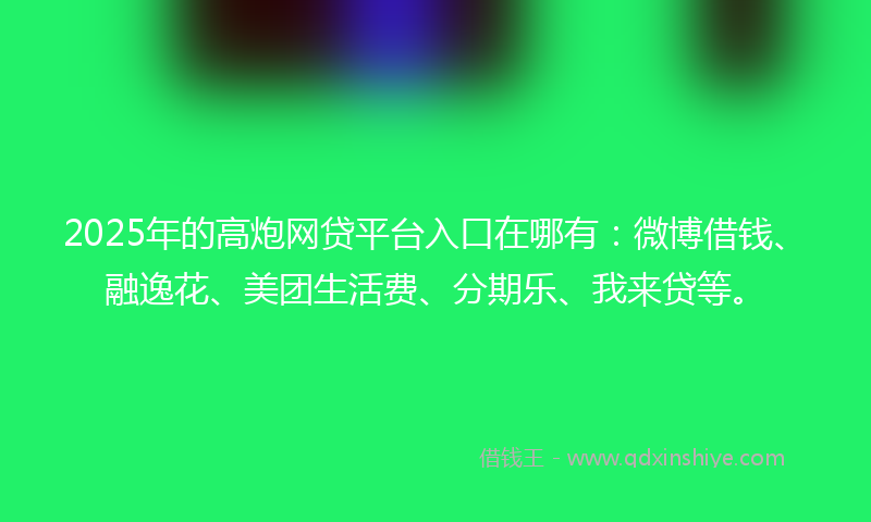 2025年的高炮网贷平台入口在哪有：微博借钱、融逸花、美团生活费、分期乐、我来贷等。