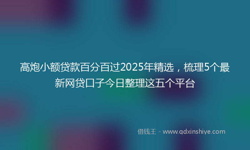 高炮小额贷款百分百过2025年精选，梳理5个最新网贷口子今日整理这五个平台