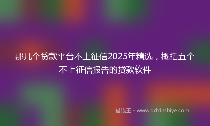 那几个贷款平台不上征信2025年精选，概括五个不上征信报告的贷款软件