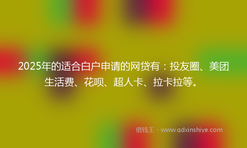 2025年的适合白户申请的网贷有：投友圈、美团生活费、花呗、超人卡、拉卡拉等。