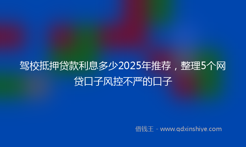 驾校抵押贷款利息多少2025年推荐，整理5个网贷口子风控不严的口子