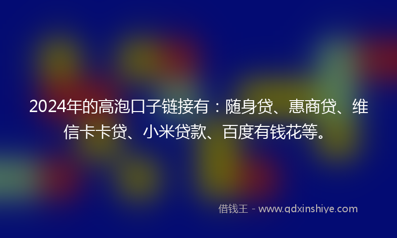 2024年的高泡口子链接有：随身贷、惠商贷、维信卡卡贷、小米贷款、百度有钱花等。