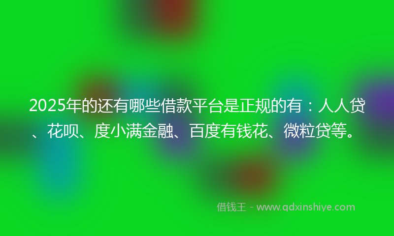 2025年的还有哪些借款平台是正规的有：人人贷、花呗、度小满金融、百度有钱花、微粒贷等。