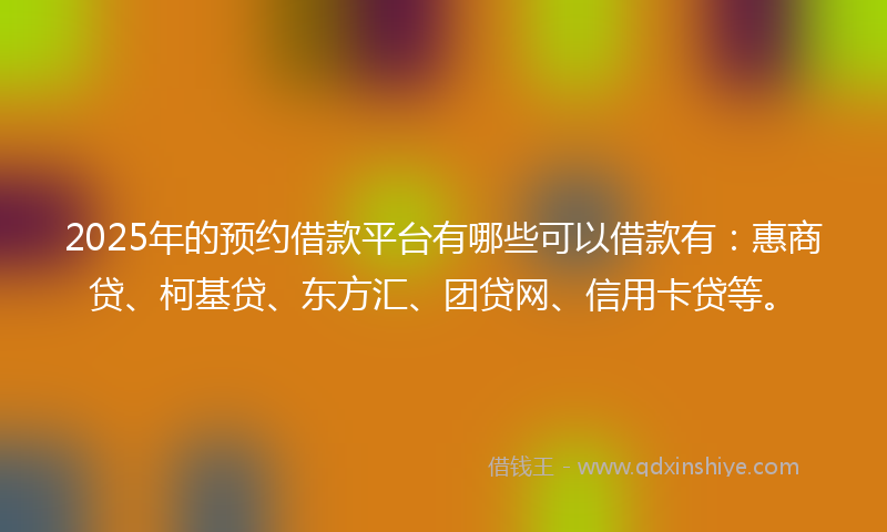 2025年的预约借款平台有哪些可以借款有：惠商贷、柯基贷、东方汇、团贷网、信用卡贷等。