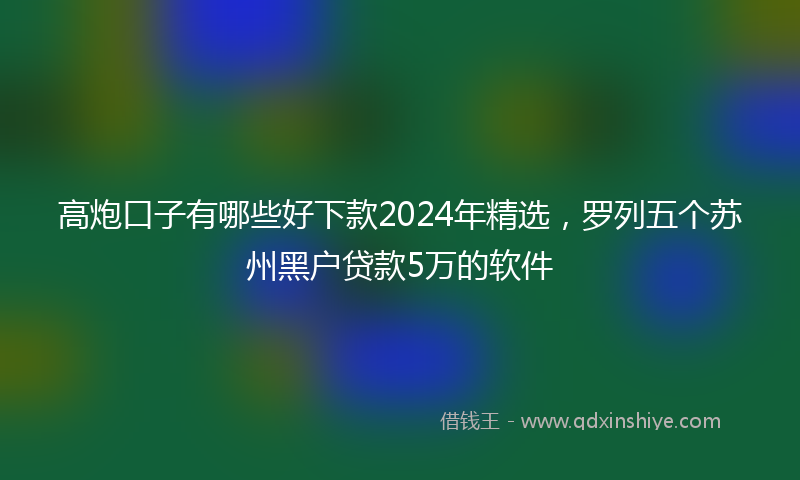 高炮口子有哪些好下款2024年精选，罗列五个苏州黑户贷款5万的软件