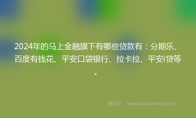 2024年的马上金融旗下有哪些贷款有：分期乐、百度有钱花、平安口袋银行、拉卡拉、平安i贷等。