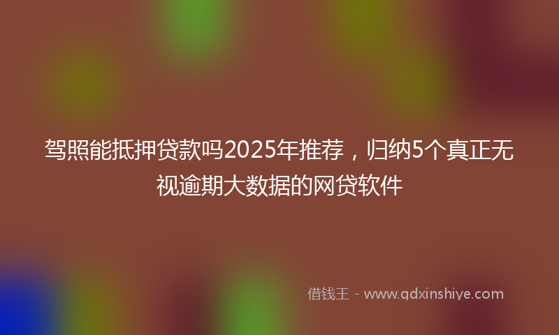 驾照能抵押贷款吗2025年推荐，归纳5个真正无视逾期大数据的网贷软件