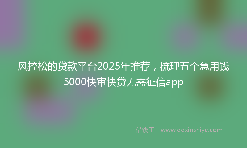 风控松的贷款平台2025年推荐，梳理五个急用钱5000快审快贷无需征信app