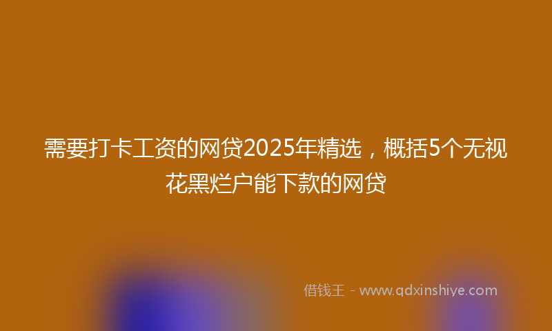需要打卡工资的网贷2025年精选，概括5个无视花黑烂户能下款的网贷