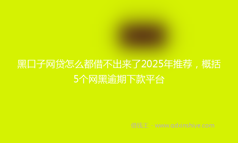 黑口子网贷怎么都借不出来了2025年推荐，概括5个网黑逾期下款平台