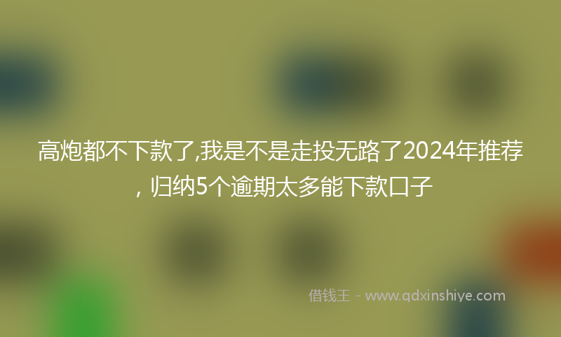 高炮都不下款了,我是不是走投无路了2024年推荐，归纳5个逾期太多能下款口子