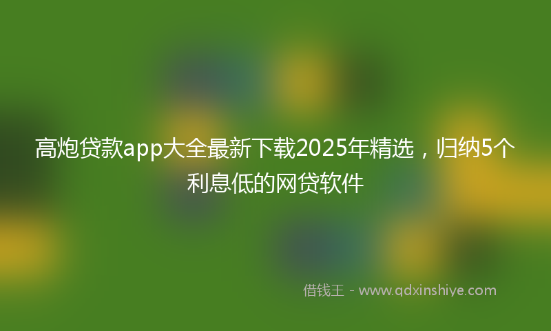 高炮贷款app大全最新下载2025年精选，归纳5个利息低的网贷软件