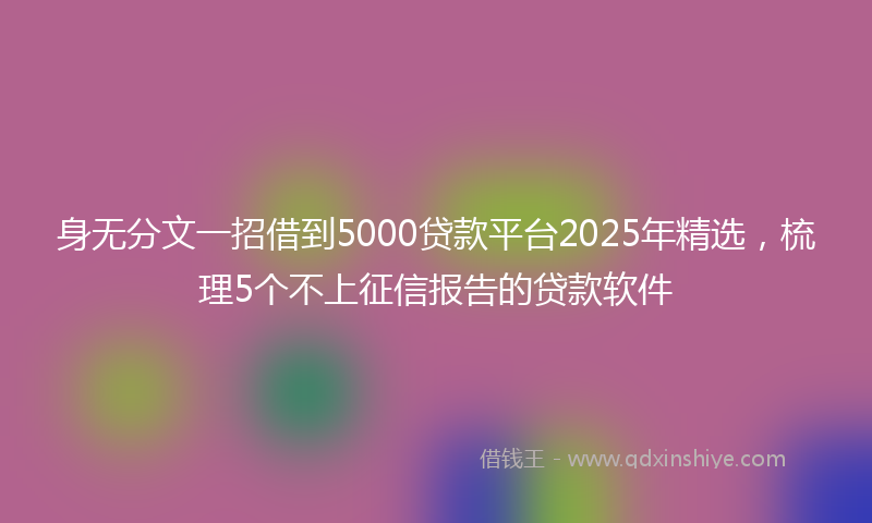 身无分文一招借到5000贷款平台2025年精选，梳理5个不上征信报告的贷款软件