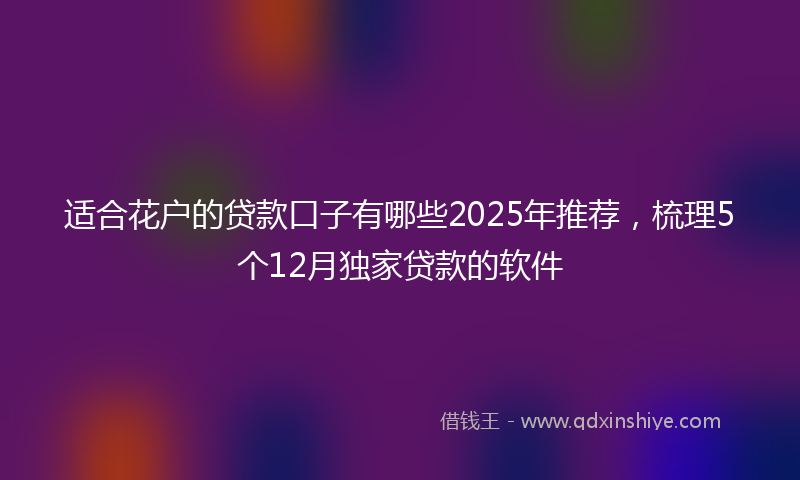 适合花户的贷款口子有哪些2025年推荐，梳理5个12月独家贷款的软件