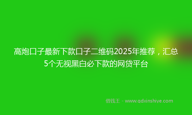 高炮口子最新下款口子二维码2025年推荐，汇总5个无视黑白必下款的网贷平台