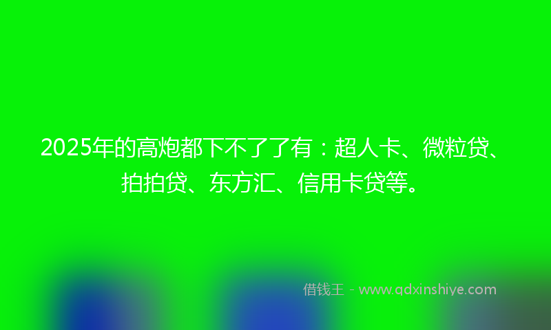 2025年的高炮都下不了了有：超人卡、微粒贷、拍拍贷、东方汇、信用卡贷等。