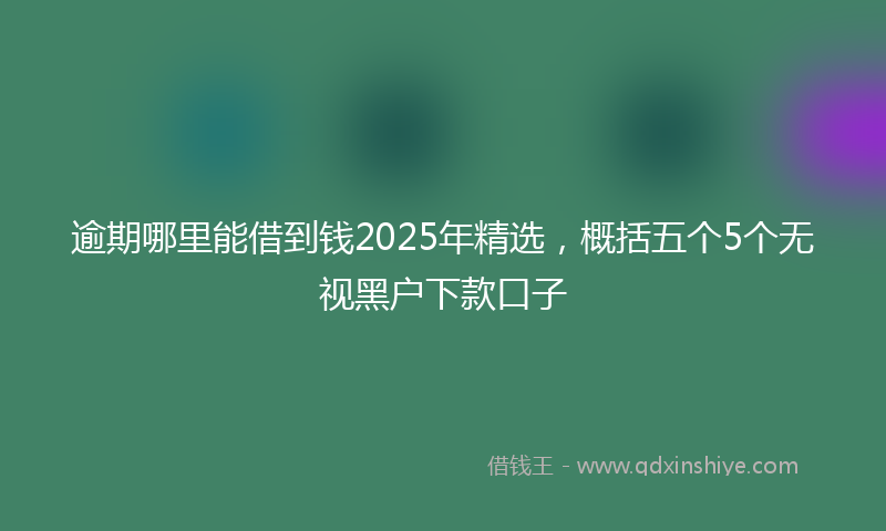 逾期哪里能借到钱2025年精选，概括五个5个无视黑户下款口子