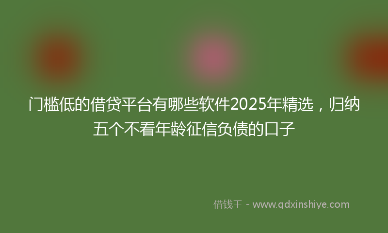 门槛低的借贷平台有哪些软件2025年精选，归纳五个不看年龄征信负债的口子