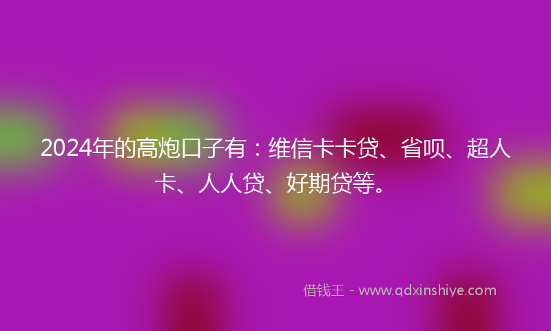 2024年的高炮口子有：维信卡卡贷、省呗、超人卡、人人贷、好期贷等。