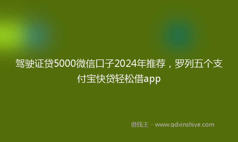 驾驶证贷5000微信口子2024年推荐，罗列五个支付宝快贷轻松借app