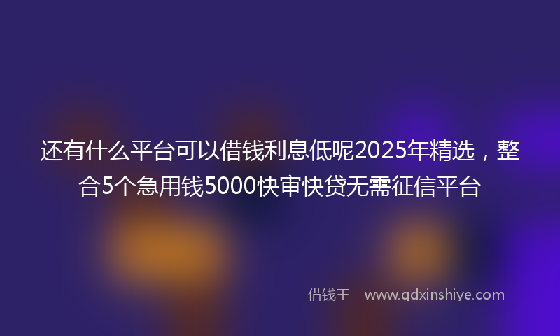 还有什么平台可以借钱利息低呢2025年精选，整合5个急用钱5000快审快贷无需征信平台