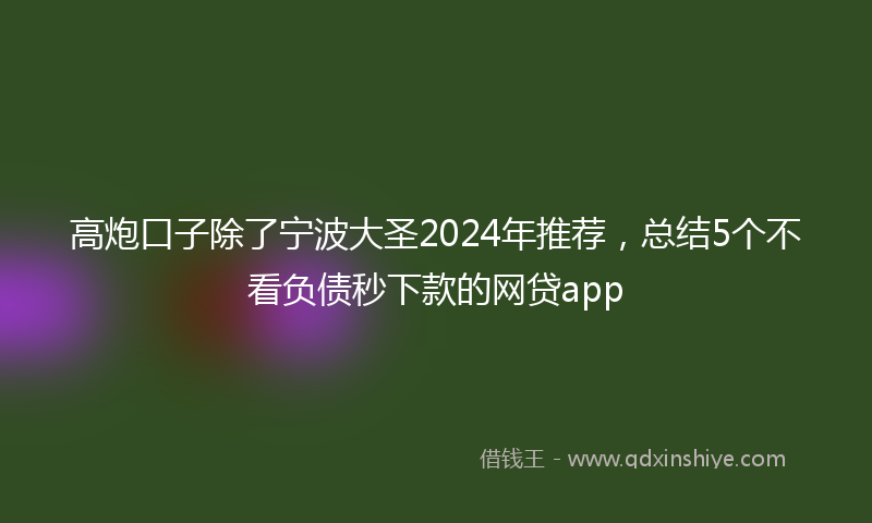 高炮口子除了宁波大圣2024年推荐，总结5个不看负债秒下款的网贷app