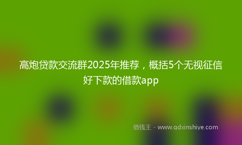 高炮贷款交流群2025年推荐，概括5个无视征信好下款的借款app