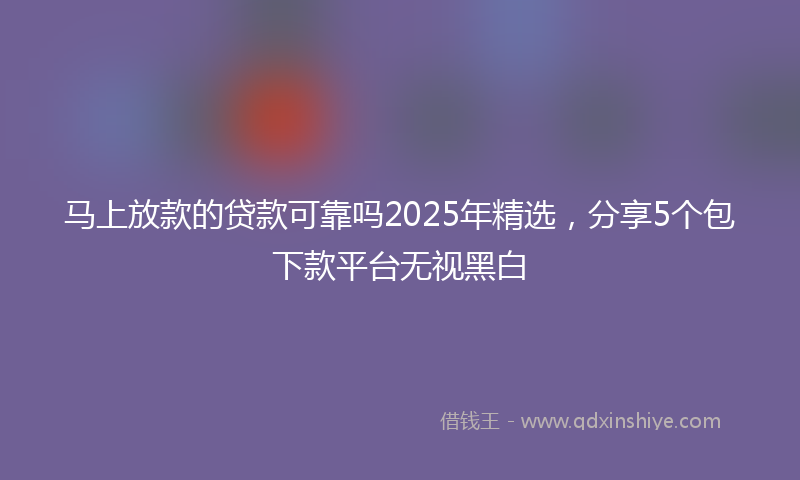 马上放款的贷款可靠吗2025年精选，分享5个包下款平台无视黑白