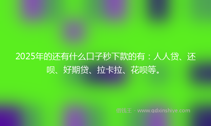 2025年的还有什么口子秒下款的有：人人贷、还呗、好期贷、拉卡拉、花呗等。