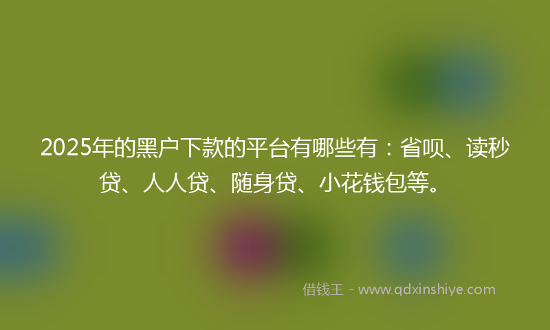 2025年的黑户下款的平台有哪些有：省呗、读秒贷、人人贷、随身贷、小花钱包等。