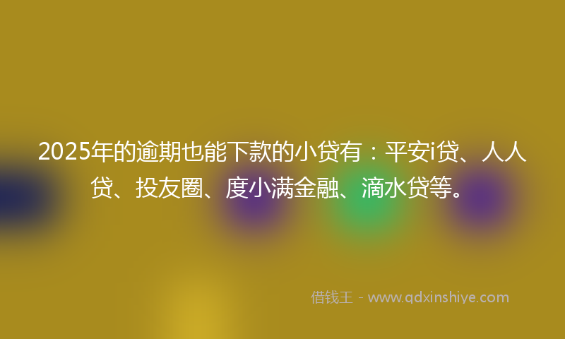2025年的逾期也能下款的小贷有：平安i贷、人人贷、投友圈、度小满金融、滴水贷等。