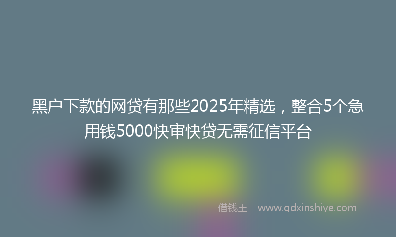 黑户下款的网贷有那些2025年精选，整合5个急用钱5000快审快贷无需征信平台