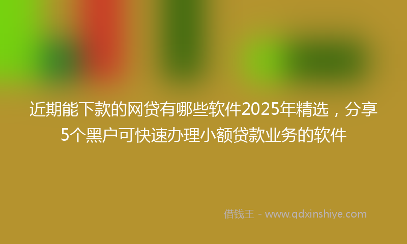 近期能下款的网贷有哪些软件2025年精选，分享5个黑户可快速办理小额贷款业务的软件